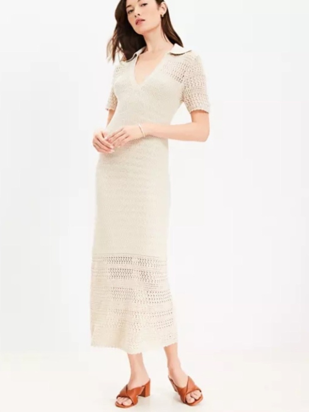 MWT LOFT Beach Cream Knit Maxi Dress